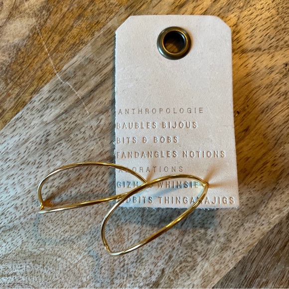 ANTHROPOLOGIE Gold  Earrings  Delicate 1” HalfRound Timeless Lightweight $59 NWT - Picture 6 of 11